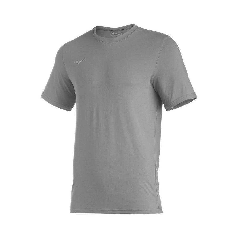 Mizuno Comp Diamond Short Sleeve Crew Férfi Futópóló Szürke IFP813592